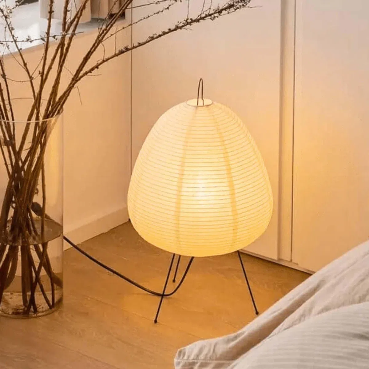 Leikurvo Paralume in carta di riso, lampada da tavolo bianca, lampada da comodino, lampada da terra, lampada da tavolo, paralume con attacco E27, interruttore e lampadina, lampada a sospensione
