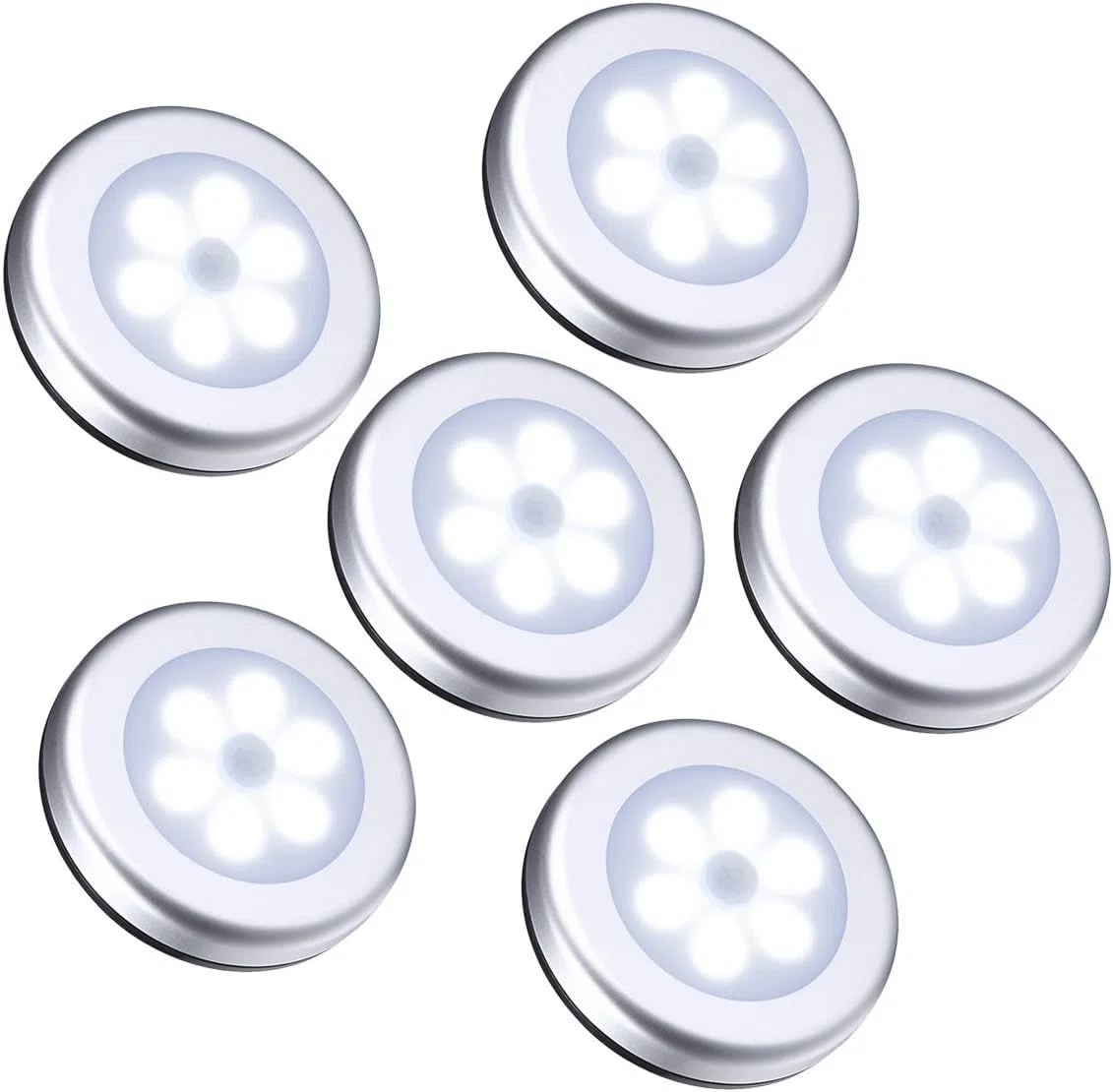 ORIA 6PCS Luce Notturna Sensore Movimento, Luci Armadio Led Senza Fili con Magnete, Auto On/Off, Luce Adesiva a Batteria per Armadio, Corridoio, Scale