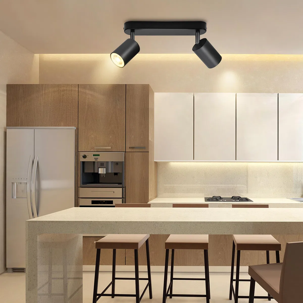 Faretti da Soffitto Orientabili, GU10 Faretti LED da Soffitto Nero, Lampada Soffitto 2 Luci Moderni, Faretto da Parete Interno in Alluminio per Cucina, Camera, Barra, Lampadina Non Inclusa