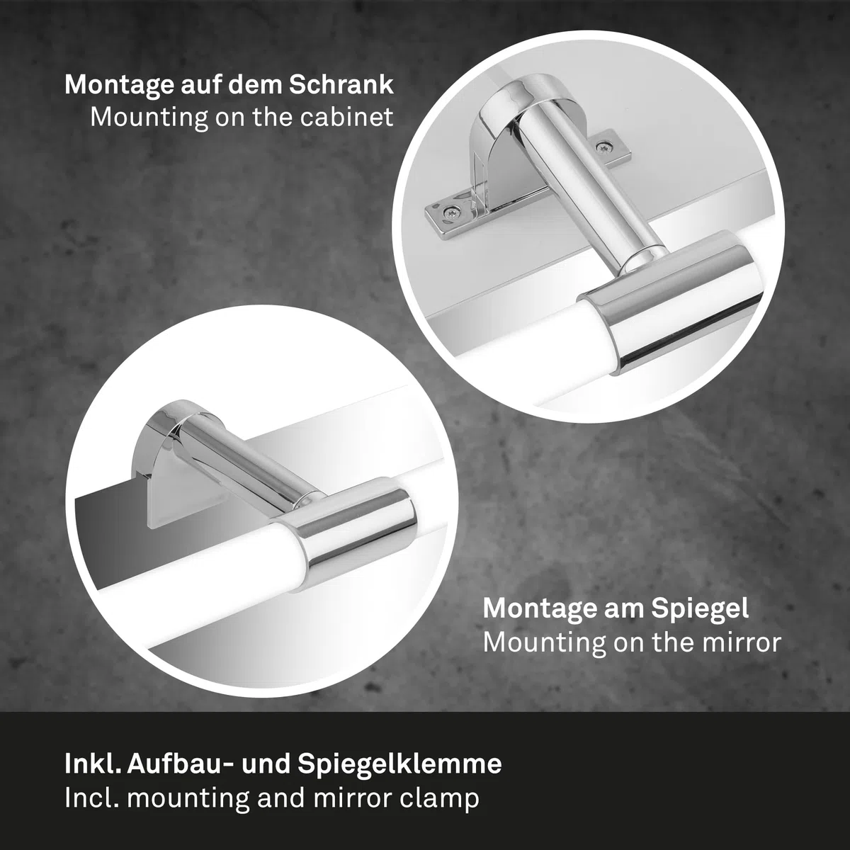 BRILONER - Lampada da specchio a LED per bagno con montaggio 2 in 1, protezione dagli spruzzi d'acqua IP44, bianco neutro 4.000K, lampada per bagno, illuminazione mobile, 30 cm, cromo