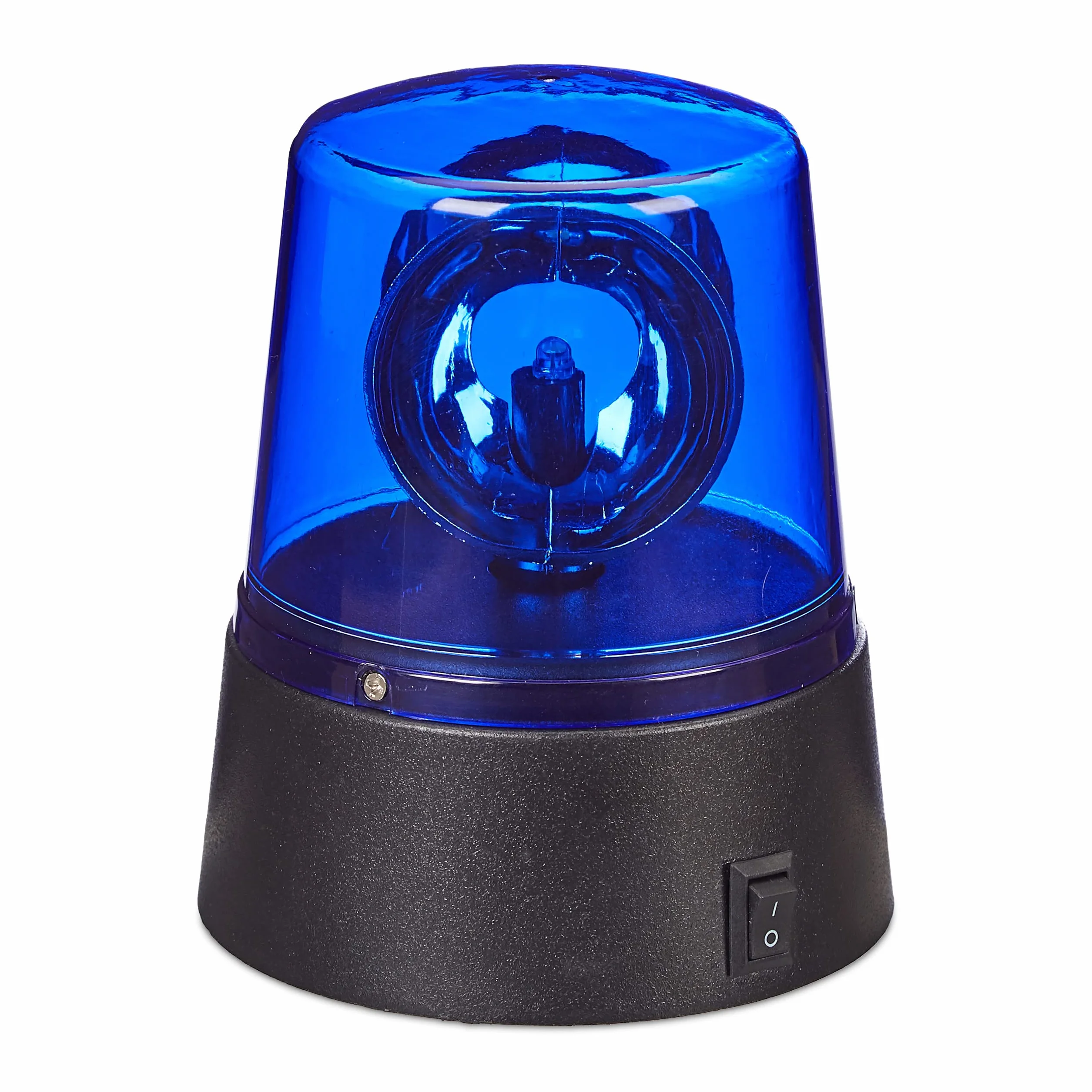 Relaxdays Sirena Party, LED Lampeggiante Blu con Riflettore Girevole a Batteria, Senza Fili, Decorazione Festa, Blu