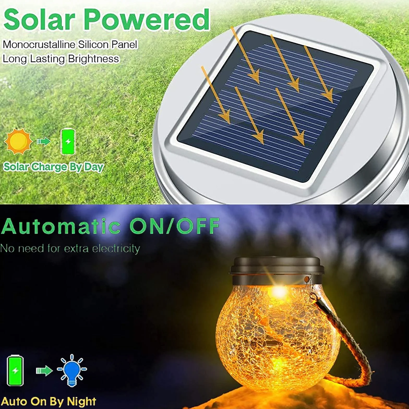 Lanterna Solare Esterno - XRR 30 LEDs 2 Pezzi Lanterne Solari da Esterno di vetro Impermeabile Luci Solari, Sospensione Solare Giardino Decorativa per Gazebo, Patio, Parco, Prato (Bianco Caldo)