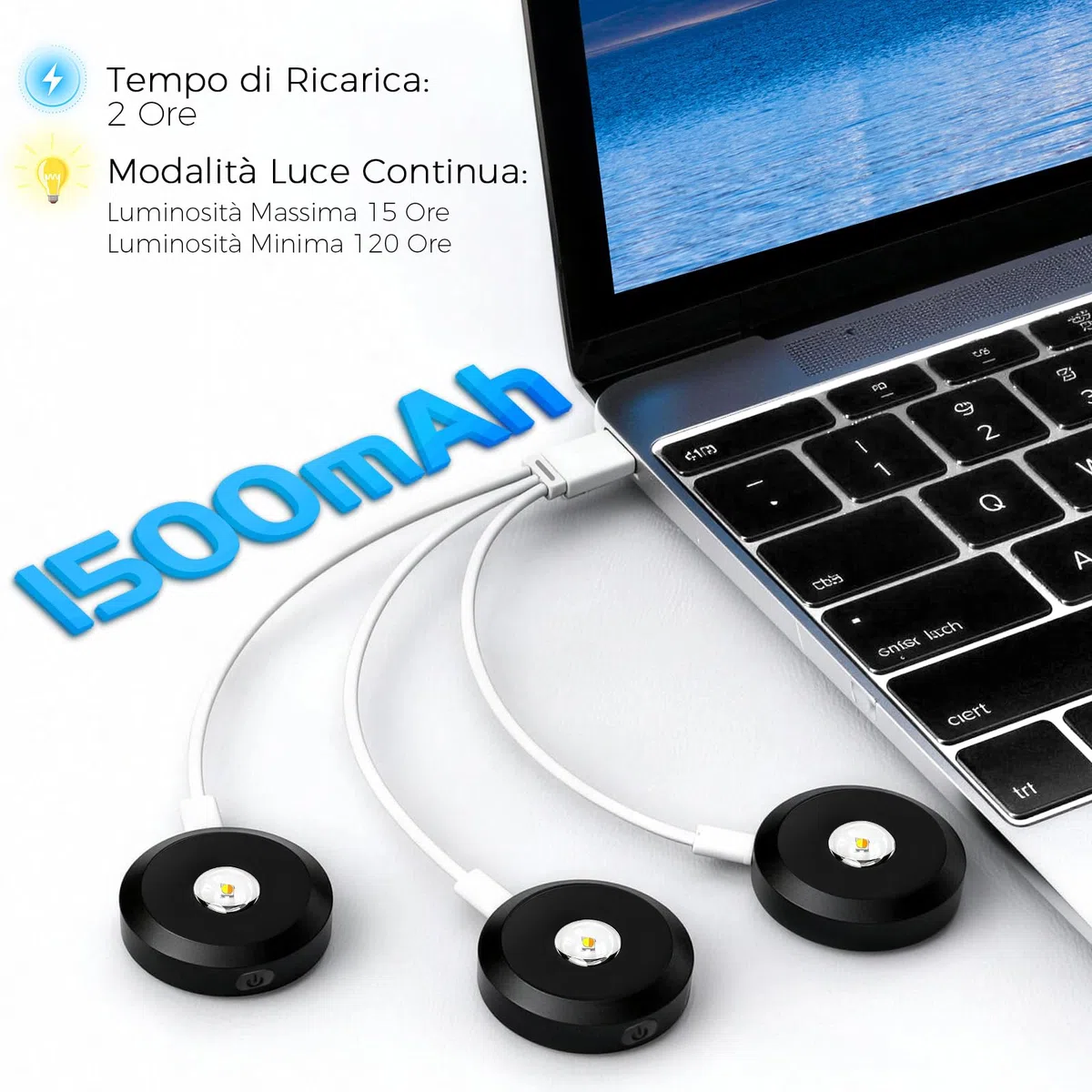 Set di 6 Faretti LED USB con Telecomando, Dimmabili, 30 Colori Cambiabili, Luci Senza Fili per Vetrine, Armadi e Cucina, Illuminazione Adesiva e Magnetica con Timer e Funzione Touch