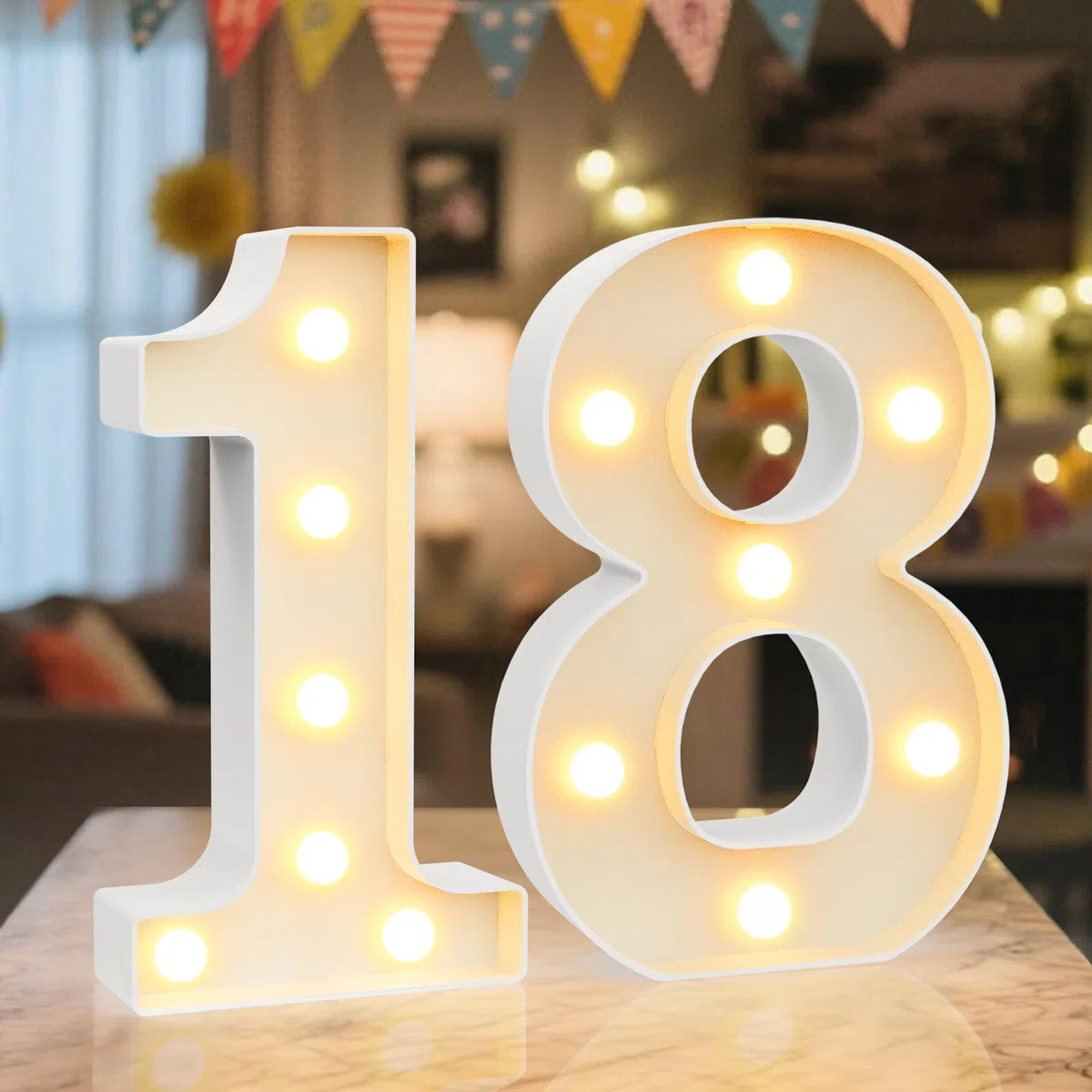 Ledido Numeri luminosi a LED per tendone, numeri freddi e caldi, per decorazioni per il 18° compleanno, luci a LED per anniversario di matrimonio, laurea, casa, camera da letto, tavolo, decorazione