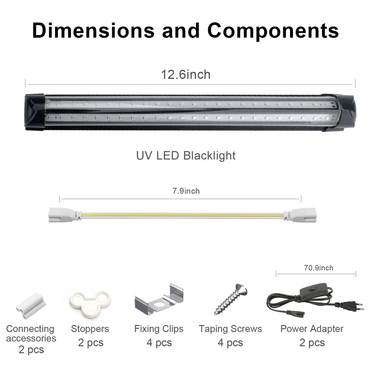 2 Pezzi LED Lampada UV 10W Luce Nera UV Portatile Tubo luminosa Ultravioletti 395 nm Blacklight per Halloween Natale Disco DJ Body Art Stanza Fluorescente Neon Party Club Pigmenti reattivi