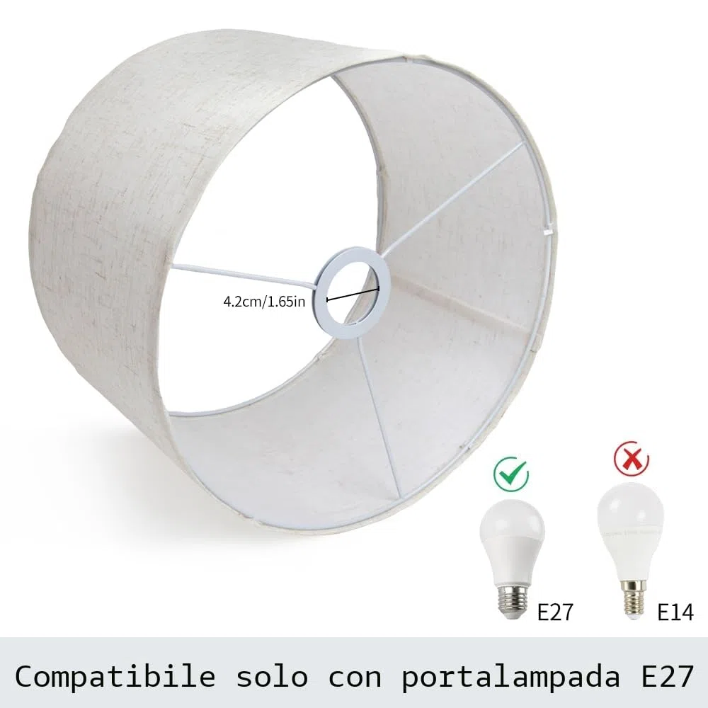 Paralume in tessuto, paralume medio a tamburo per lampada da tavolo, lampada da comodino e lampada da terra, in lino naturale con, 12" (bianco-2)