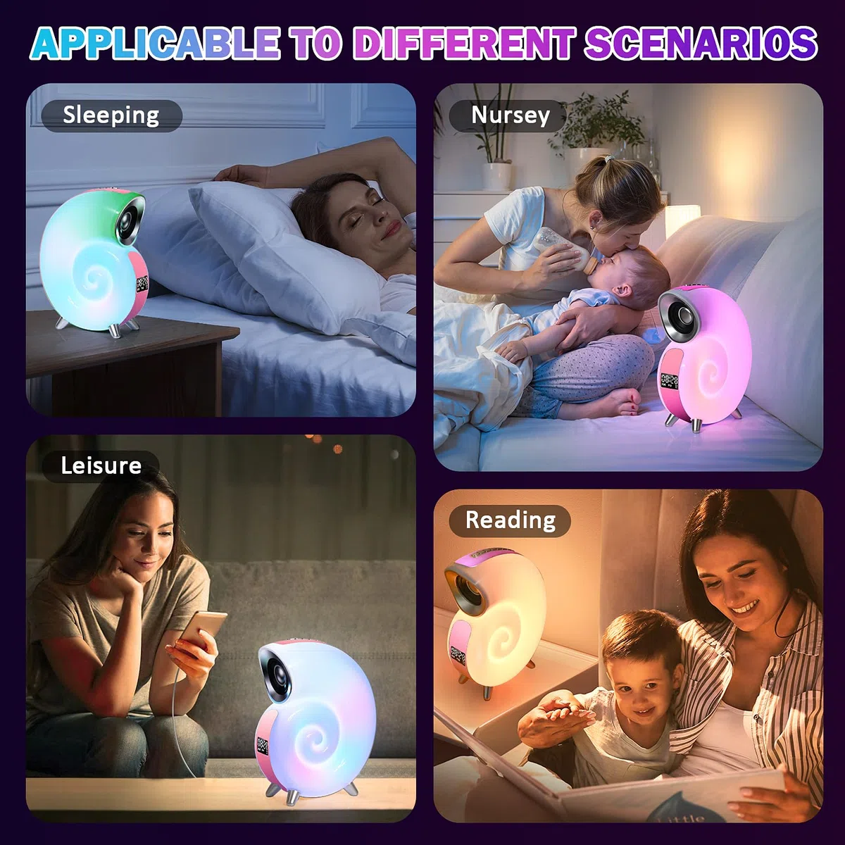 Euakee Wake Up Light, Sveglia Luce LED Intelligente, Lampada da tavolo intelligente, Intelligente Lampada da Comodino con Bluetooth Musica 16 Milioni di Colori Per Adulti & Bambini (Rosa)