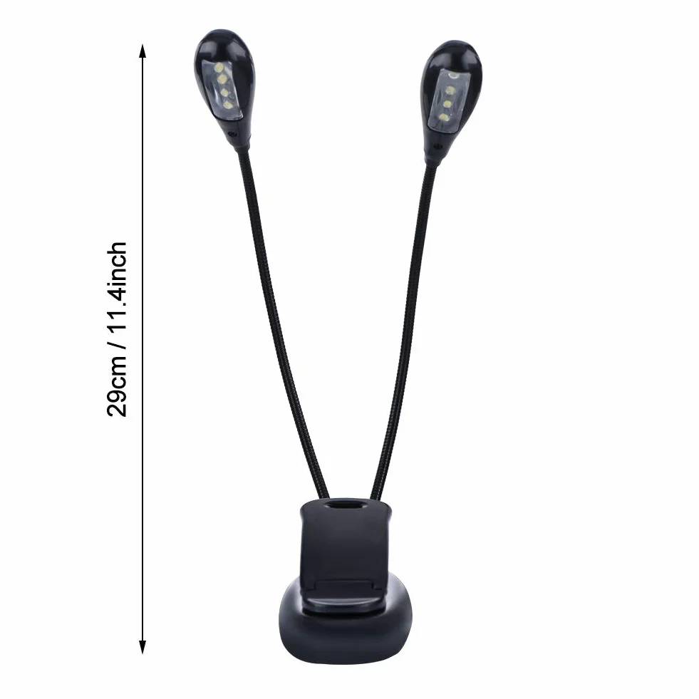 Tiiyee Lampada Led da Leggio Musicale, Lettura Luce Libro Notturna Mini Ricaricabile Usb A Letto Libri per Doppia Testa Clip Luci Tavolo Collo Morsetto Flessibile Adatto E-Reader Studio Camera