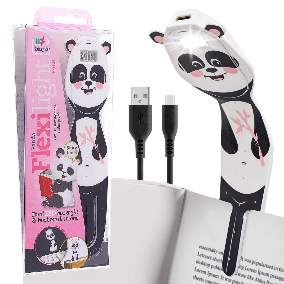 Flexilight Luce da Lettura Ricaricabile | Segnalibro 2 in 1 Luce per Libro | Lampada LED a clip da Lettura | Pila per Leggere a Letto per Bambini e Adulti | Accessori per Libri | Idea Regalo Lettori