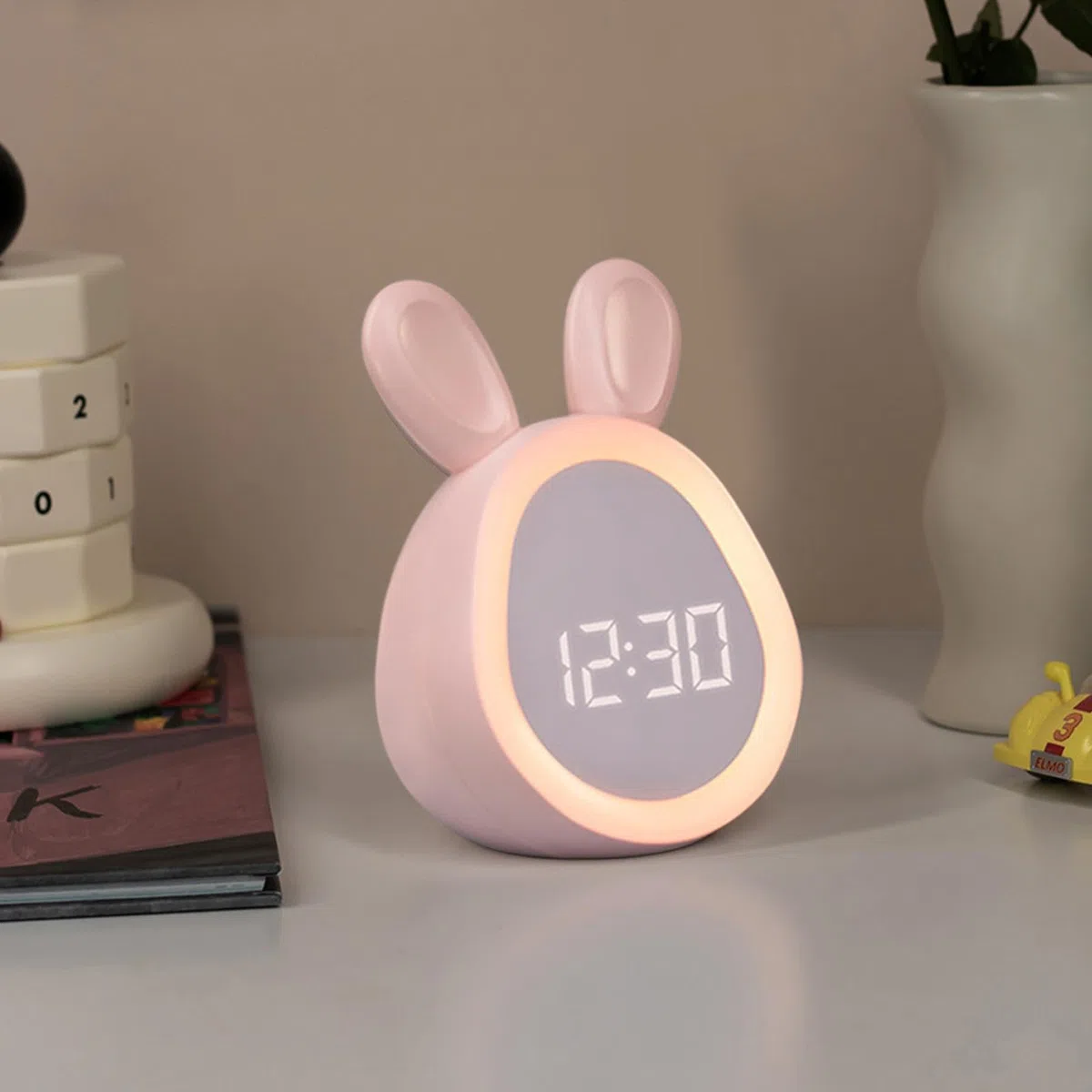 Generico Orologio con luce notturna per bambini, Sveglia per bambini | Sveglia Coniglio | Sveglia digitale, orologi digitali per camere da letto, ricarica USB, design con luce notturna per bambini