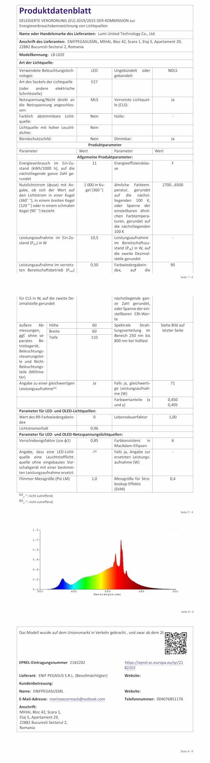 Aqara Lampadina LED T2 E27 Thread/Zigbee, Bianco Sintonizzabile(2700 K-6500 K), Equivalente a 75 W, Matter, Supporta HomeKit, Alexa, Google Home