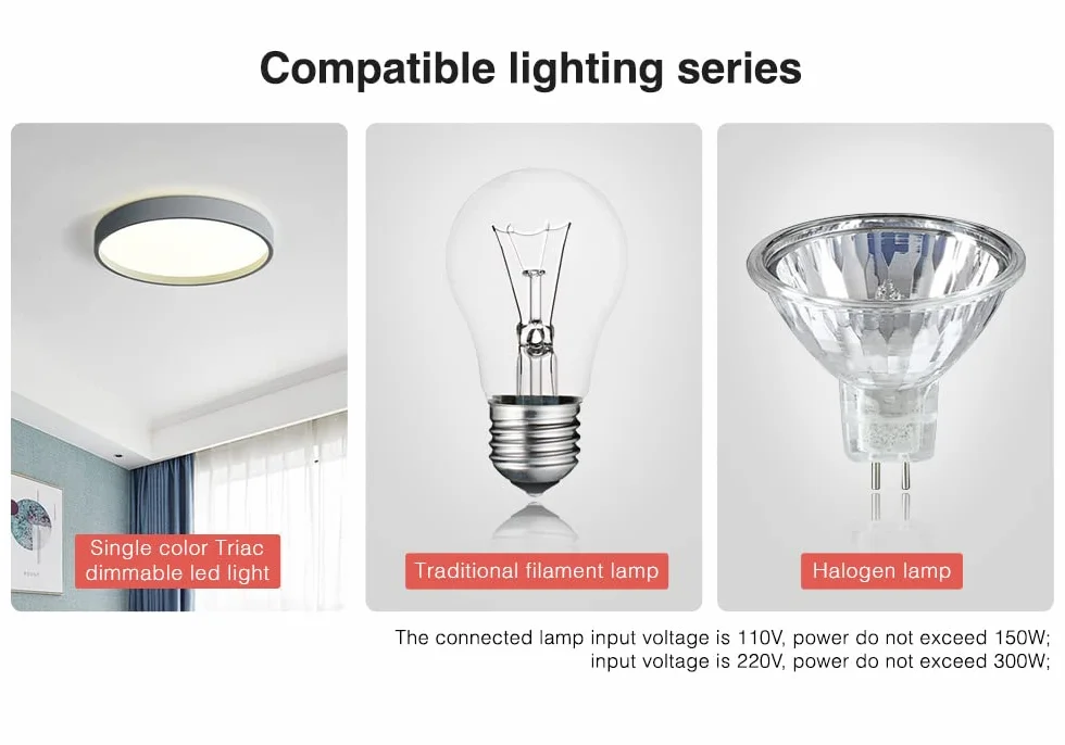 LIGHTEU®, Miboxer Zigbee3.0 e dimmer triac Push AC 100-240V da 2,4 GHz per lampade e faretti dimmerabili, TRI-C1ZR