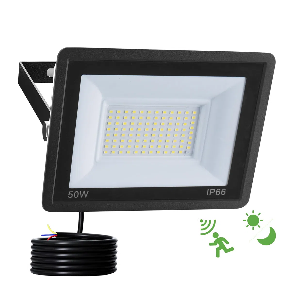 50W Faretto LED da Esterno con Sensore di Movimento, 5000LM 96 LEDs Proiettori Faro LED Esterno con Radar Sensore Crepuscolare,6500K IP66 Impermeabile Faretti per Garage,Giardino,Cortile