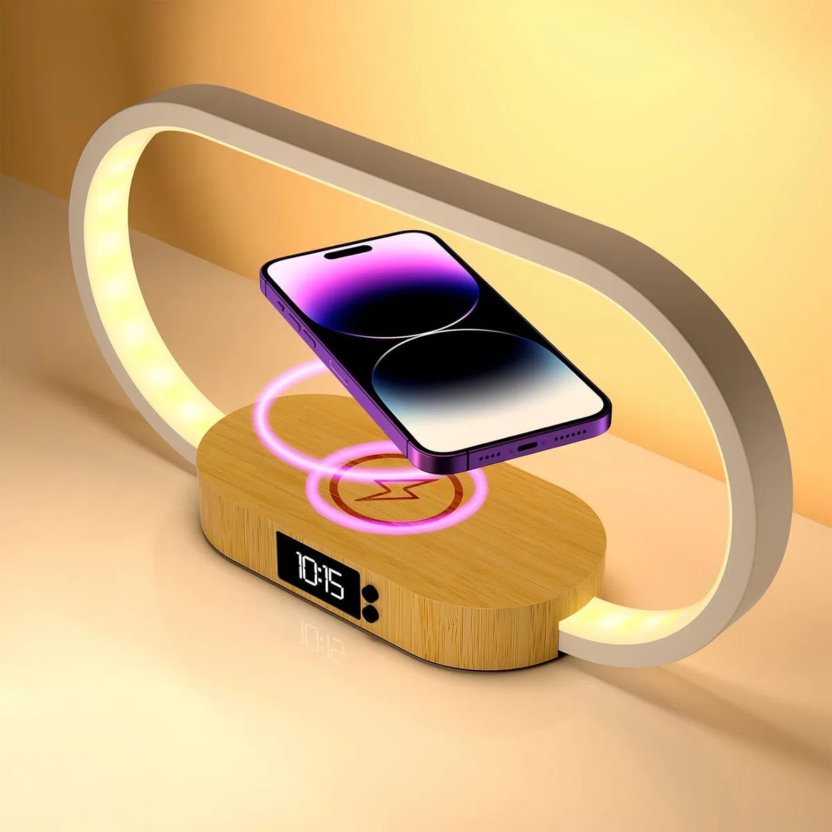m zimoon Lampada da comodino con caricabatterie wireless veloce, lampada da camera da letto con orologio, lampade da tavolo per comodino, lampade touch per camera da letto, 3 modalità colore