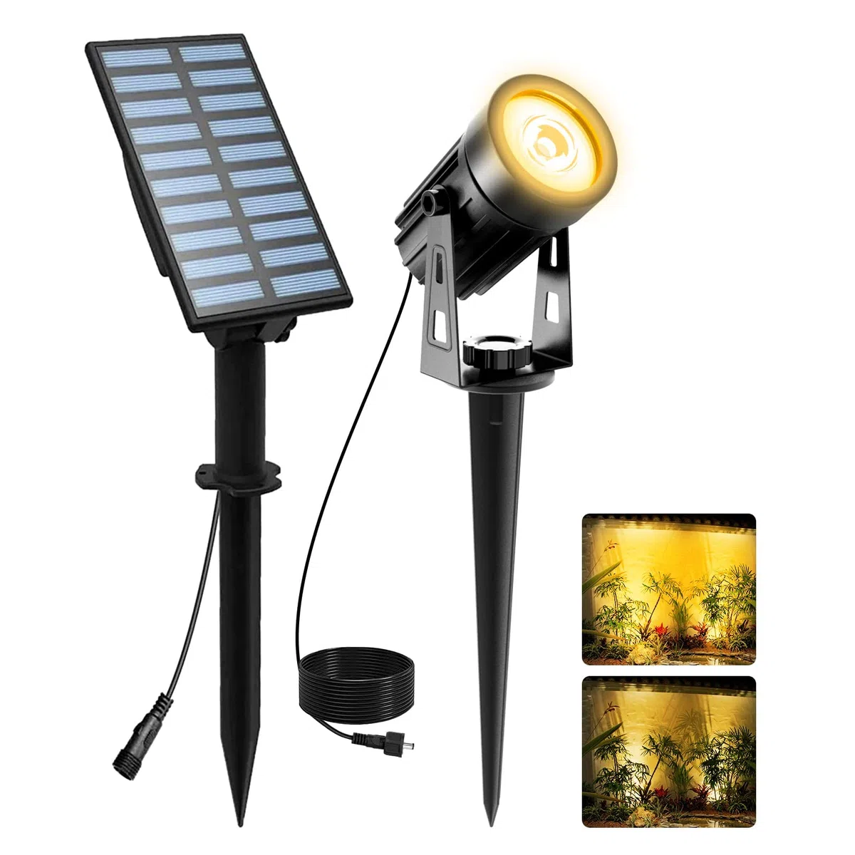 T-SUNUS Faretti Solari da Giardino, Luci Solari Esterno Giardino IP65 impermeabile 2 Livelli di Luminosità per auto ON/OFF Lampade Solari da Giardino Decorative per Cortile Vialetto Alberi 3000K