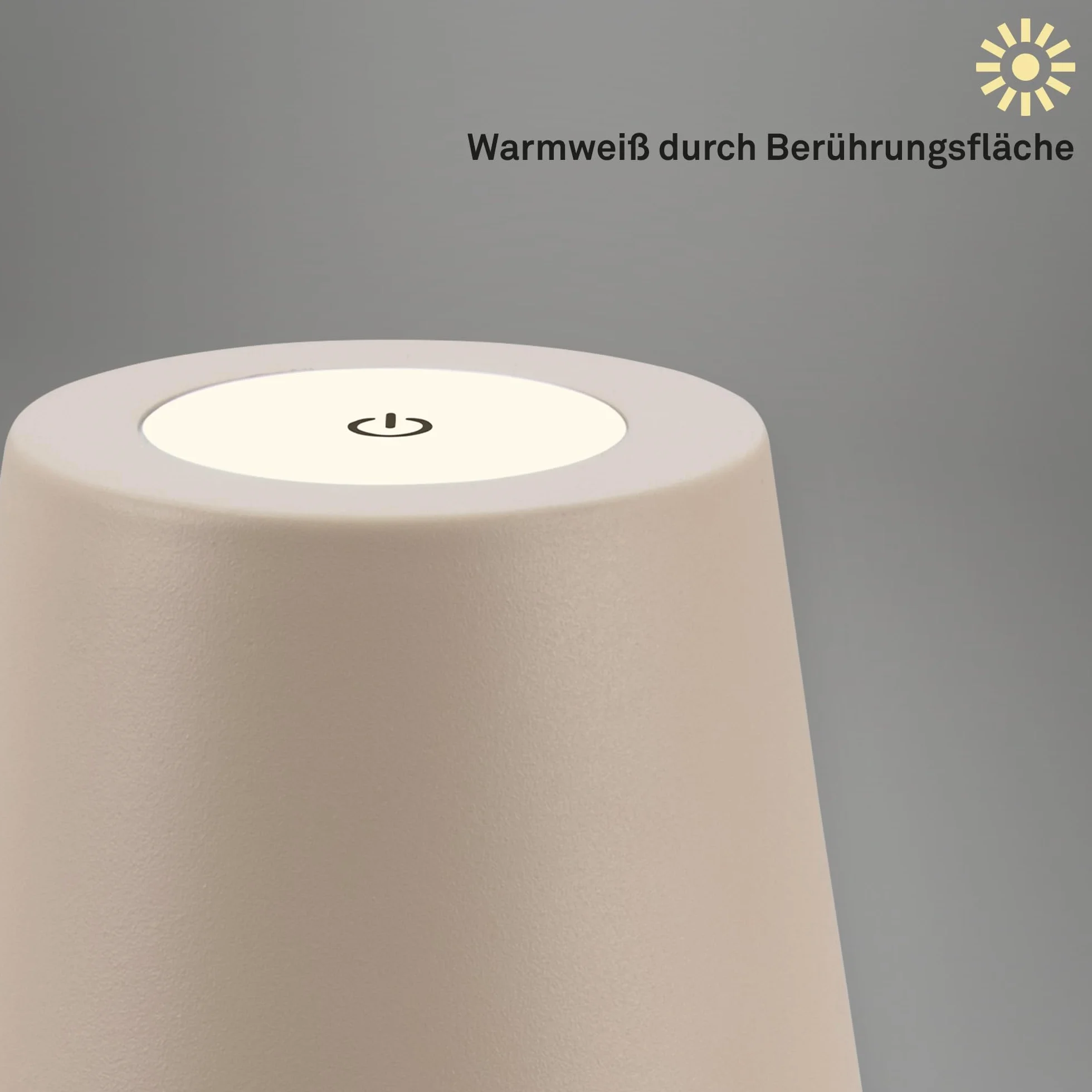 BRILONER - Set di 2 lampade da tavolo LED senza fili con touch, dimmerabili a livelli, regolabili in altezza, lampada da scrivania senza fili, lampada ricaricabile, comodino, 12x36 cm, beige