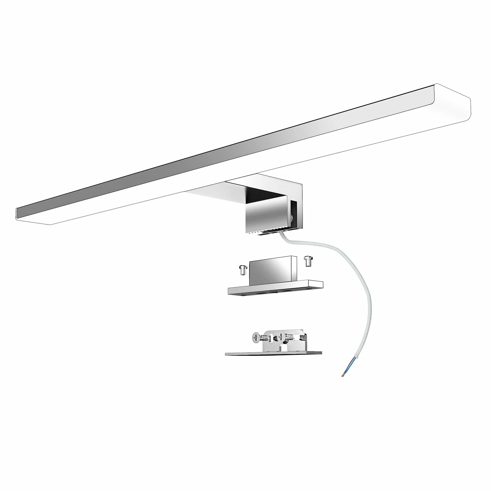 Lampada da Specchio Bagno 40 cm 10W 820LM 230V Bianco Neutro 4000K, Lampada da Bagno,Classe II in Acciaio Inossidabile,Morsetto su Specchio/Armadio/Illuminazione a Parete 400mm