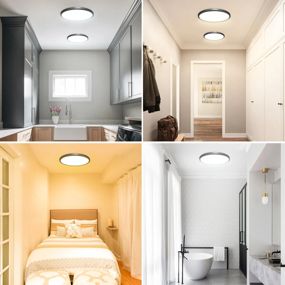 24W Plafoniera LED Soffitto [2 Pezzi], 2100LM Plafoniera 3 Colori 3000K/4500K/6000K Sottile Lampada da Soffitto Ø22cm Luce Calda Naturale Fredda IP44 per Bagno Soggiorno Camera da Letto Cucina