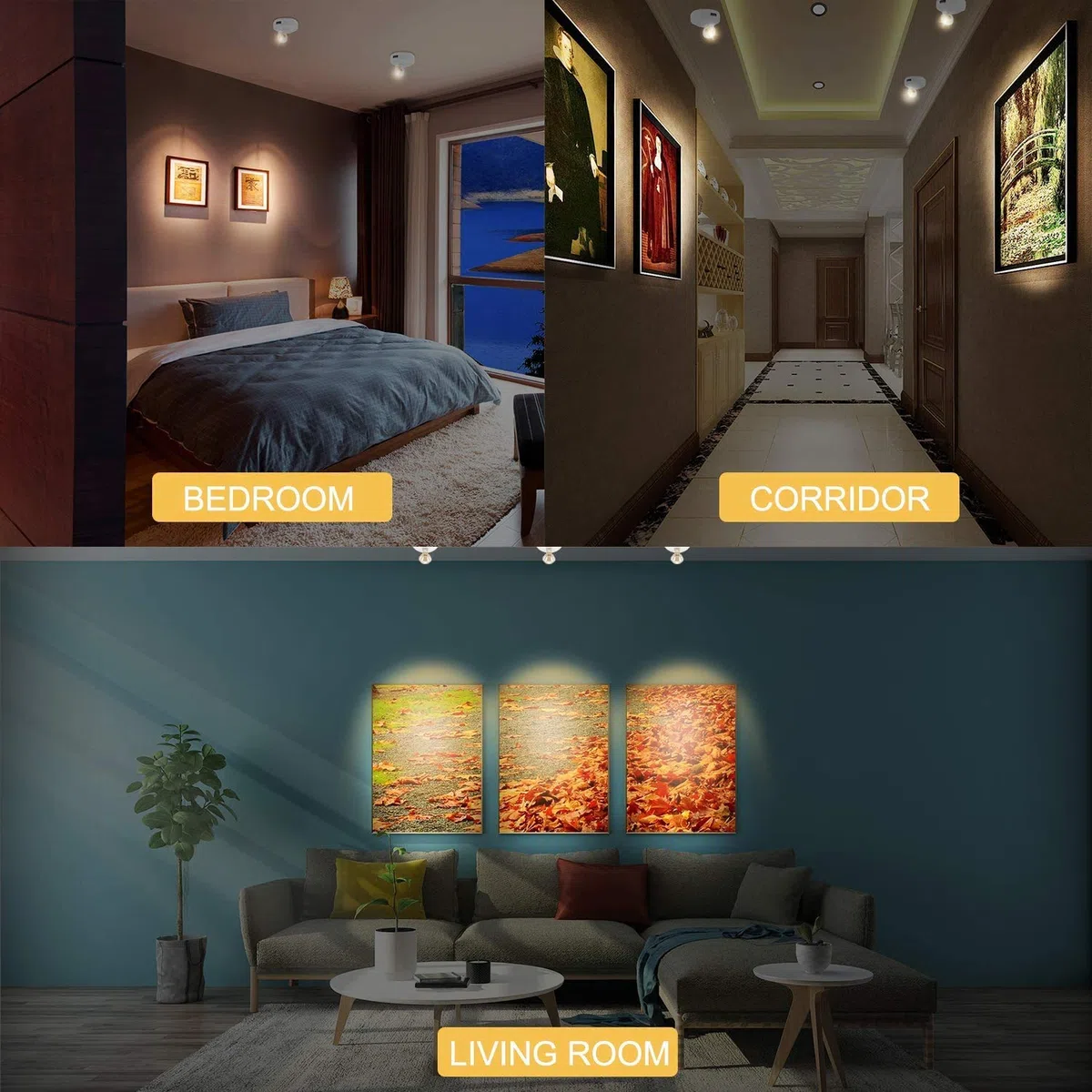 HONWELL Lampada da parete a LED con interruttore, dimmerabile, funzionamento a batteria con telecomando, timer, illuminazione per bersaglio, immagini, soffitto, cucina, armadio, corridoio, 2 pezzi
