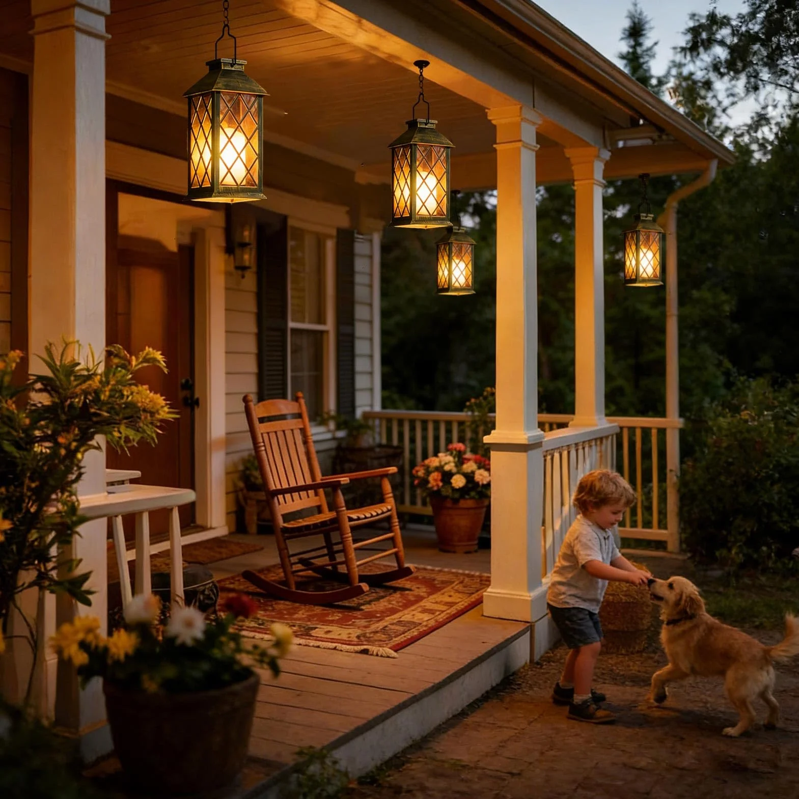 Joycome Lanterne da Esterno 2 Pezzi Lanterna Solare da Giardino con Candele Tremolante, Lampada Solari da Appendere Impermeabile Lampade da Tavolo per Arredo Terrazzo Balconi Decorazioni - Rame