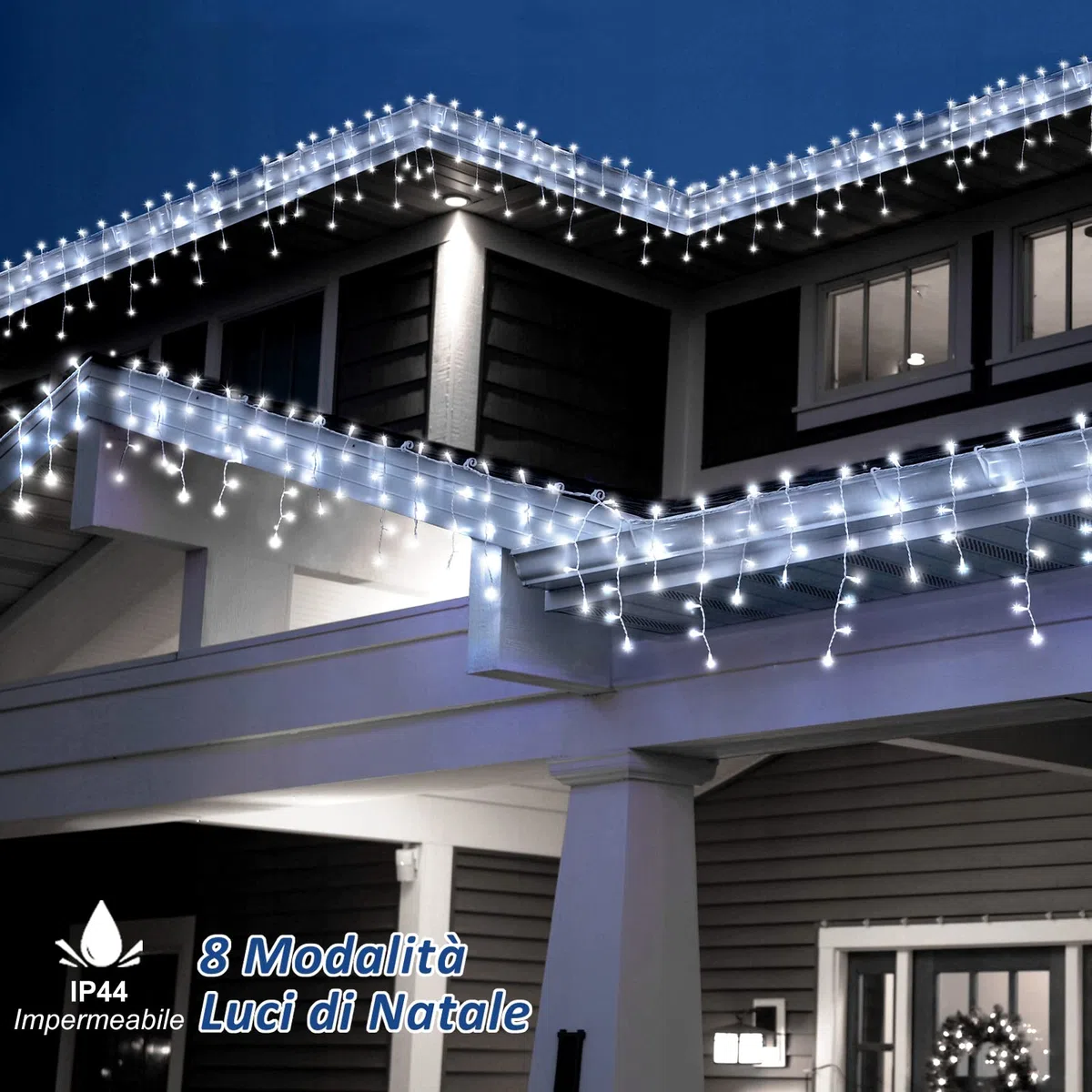 Zorela Luci Natale Esterno Cascata 10M 400 LED Tenda Luminosa Esterno Natale Prolungabile Luci di Natale Cascata di Stalattiti con 8 Modalità Impermeabile per Balcone, Tetto, Giardino