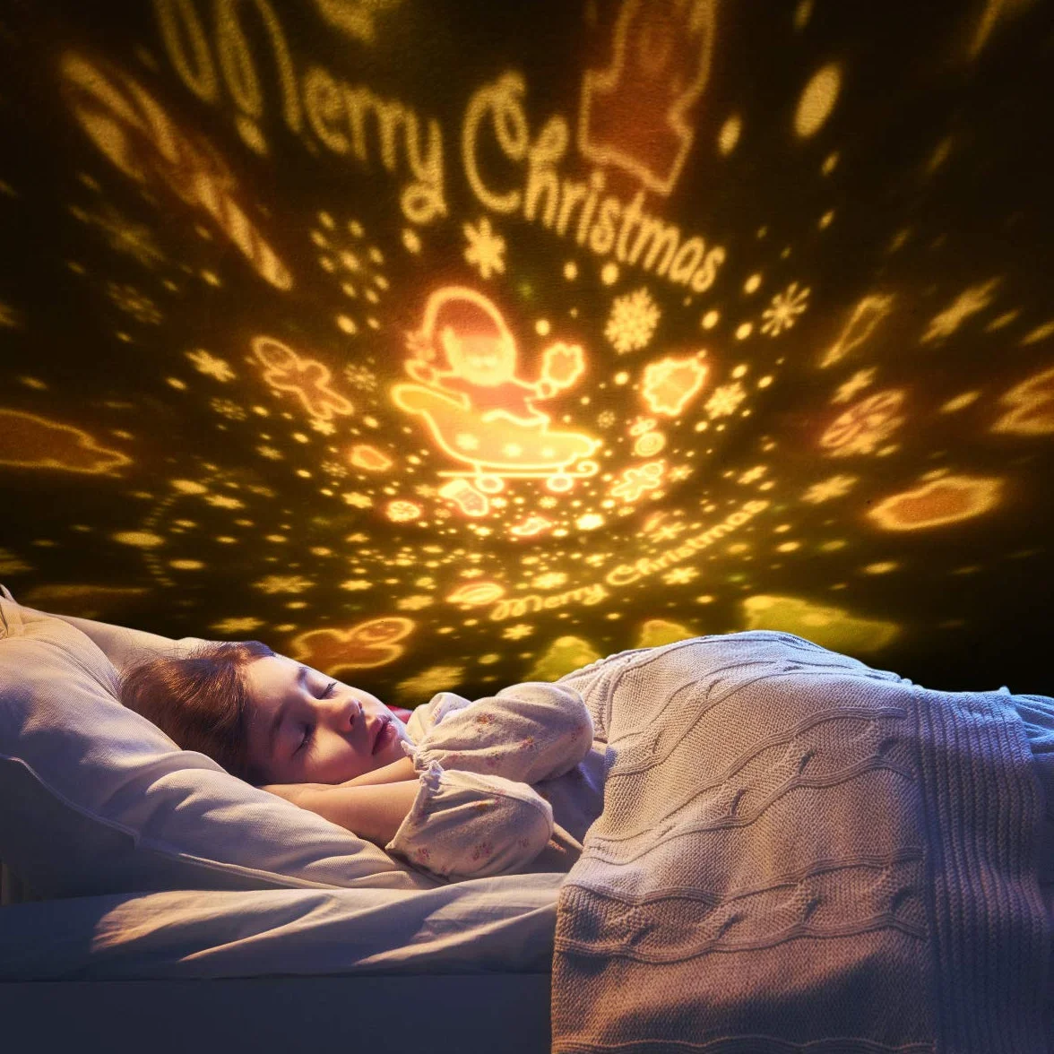 URAQT Proiettore Stelle Soffitto Bambini, Luci Notte per Bambini, 360°Rotazione Musicale Luce Notturna Bambini Proiettore, 6 Films Proiettore Soffitto,8 musica,con Telecomando e timer, Regalo Neonato