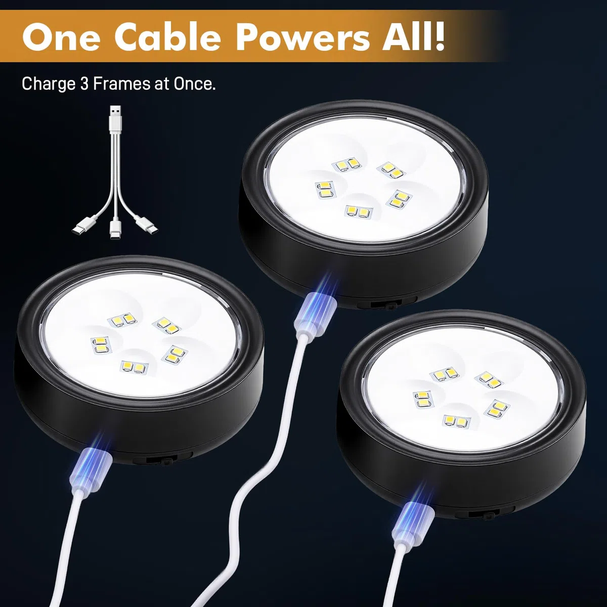 Starvortex 3 Pezzi Luci per Quadri LED Senza Fili a Batteria Ricaricabile, Lampada da Parete con Telecomando e Cavo di Ricarica 3-in-1, 2600mAh - Illuminazione Interna per Sottopensile Cucina (Nero)