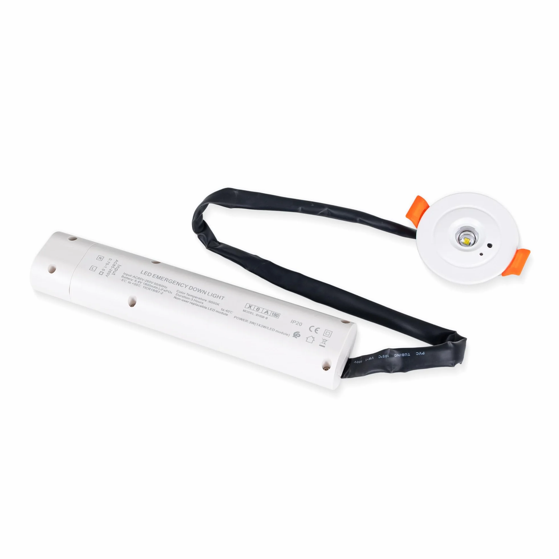 BARCELONA LED Luce di Emergenza LED 3W da Incasso Ø60mm 6000K | LED 3W, incasso Ø60mm, bianco freddo 6000K, autonomia 3h, 250lm, batteria LiFePO4, IP20 interno