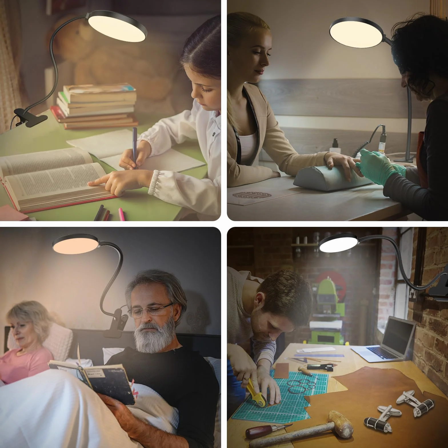 iFalarila Light 97 LED Lampada con Pinza con Telecomando 40CM Lampada da Lettura [Timer di 1 Ora] Lampada da Letto per Libro, Lavoro, Letto, Tavolo (Caricatore USB Incluso)