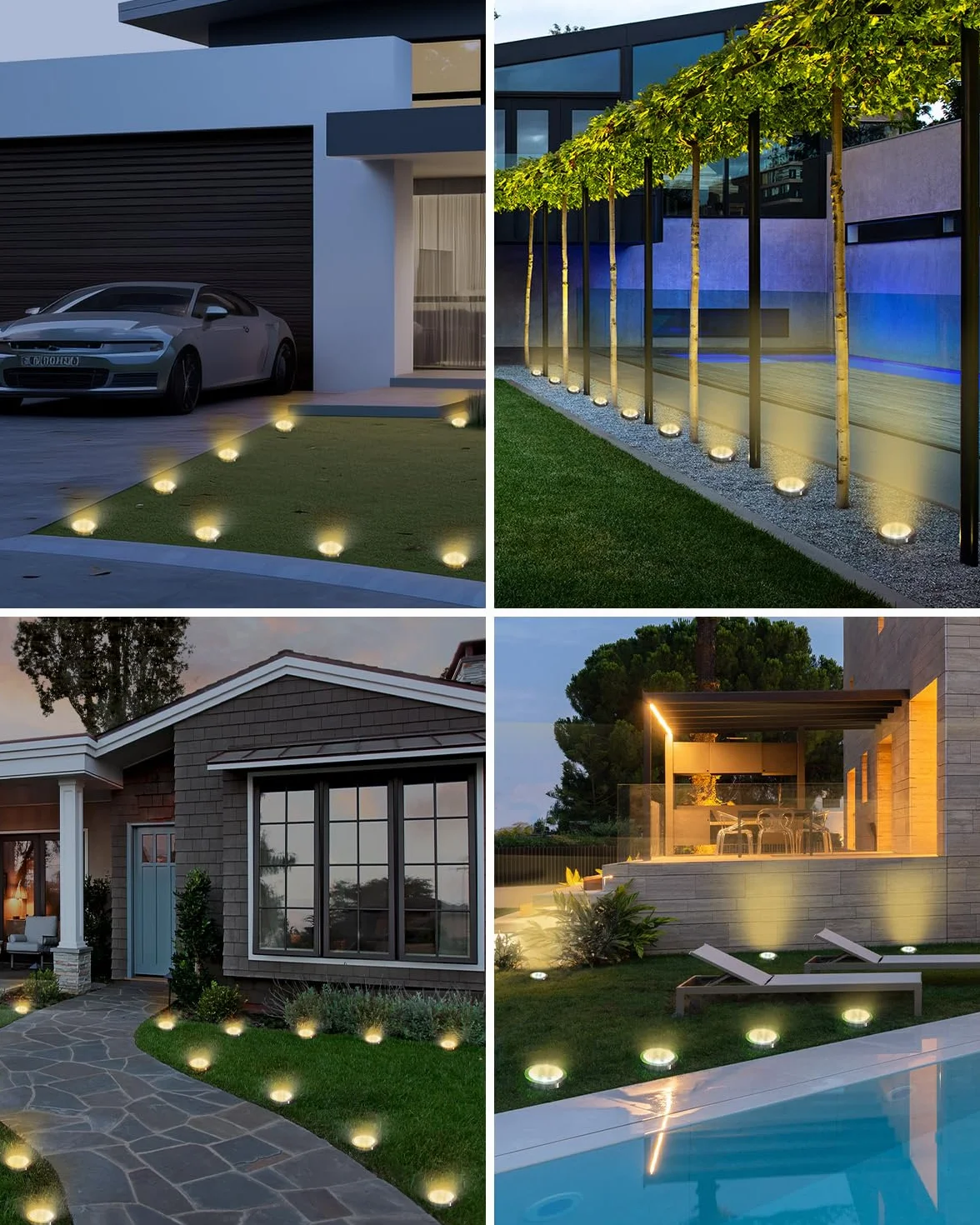 btfarm 8 Pezzi Luci Solari da Giardino, 8 LED Faretti Sepolta Solari a Led da Esterno, IP65 Impermeabile Lampade Faretto Solare da Terra per Prato Vialetto Cortile Strade Paesaggio, Bianco Caldo