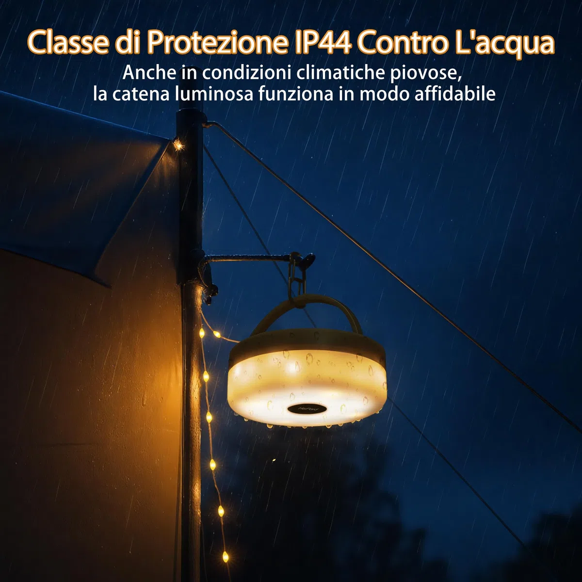 HeiPard Luci Catena Luminosa da Esterno da Campeggio Avvolgibile 10 M 100 LED, 8 Modalità, Timer, Portatile Impermeabile Luci LED da Esterno Ricaricabili USB per Campeggio, Esterni, Balcone, Giardino