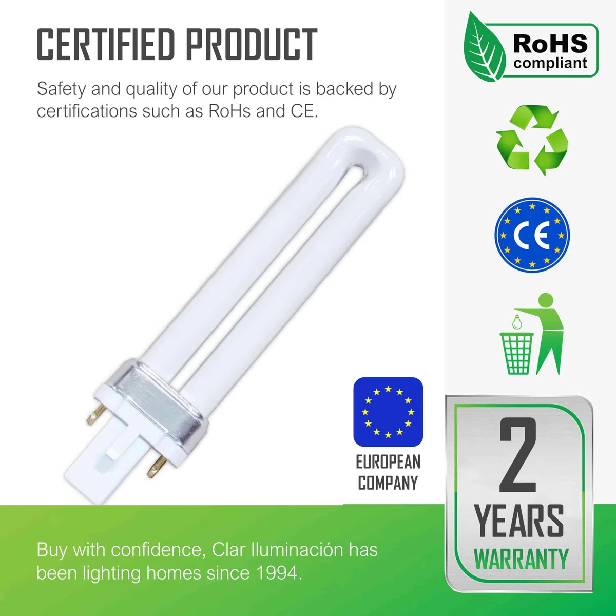 CLAR - Lampadina PLC Gemini S 7W Luce Naturale 4000K G23, Non Regolabile (Pack 10)