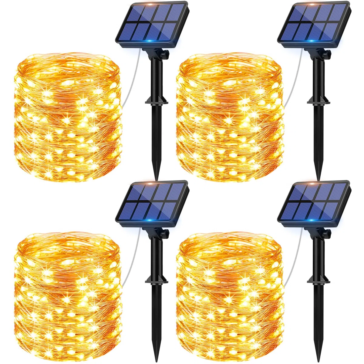litogo [4 Pacchi] Catena Luminosa Esterno Solare, 12m 120 LED Luci Solari Esterno 8 Modalità Impermeabili Filo di Rame Luci Lucine per Giardino, Natale, Patio, Cancello, Matrimonio, Festa