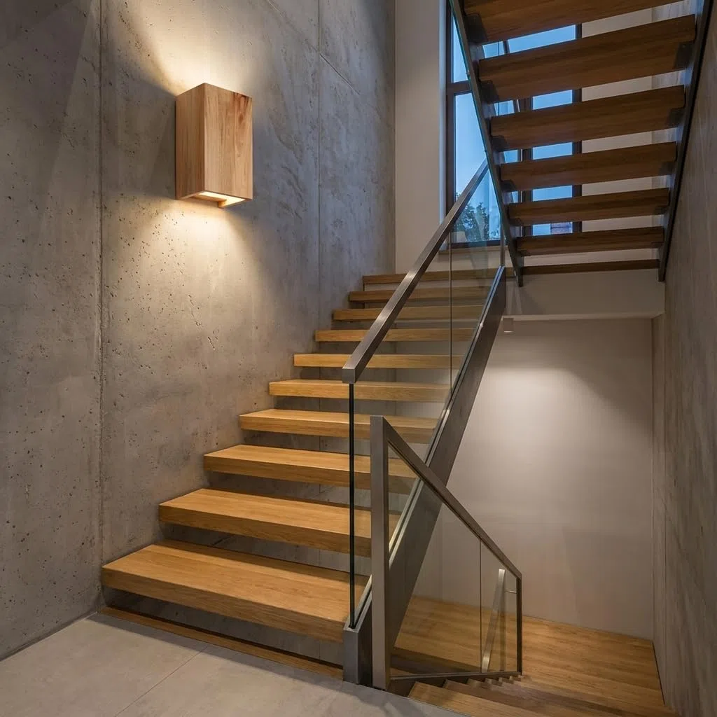 Alpinaluz Aplique da Parete Rettangolare in Legno Massello con Illuminazione Bidirezionale Verso l'Alto e il Basso, 2 Portalampade GU10, Stile Nordico Moderno per Interni in Scale, Soggiorno e Camera