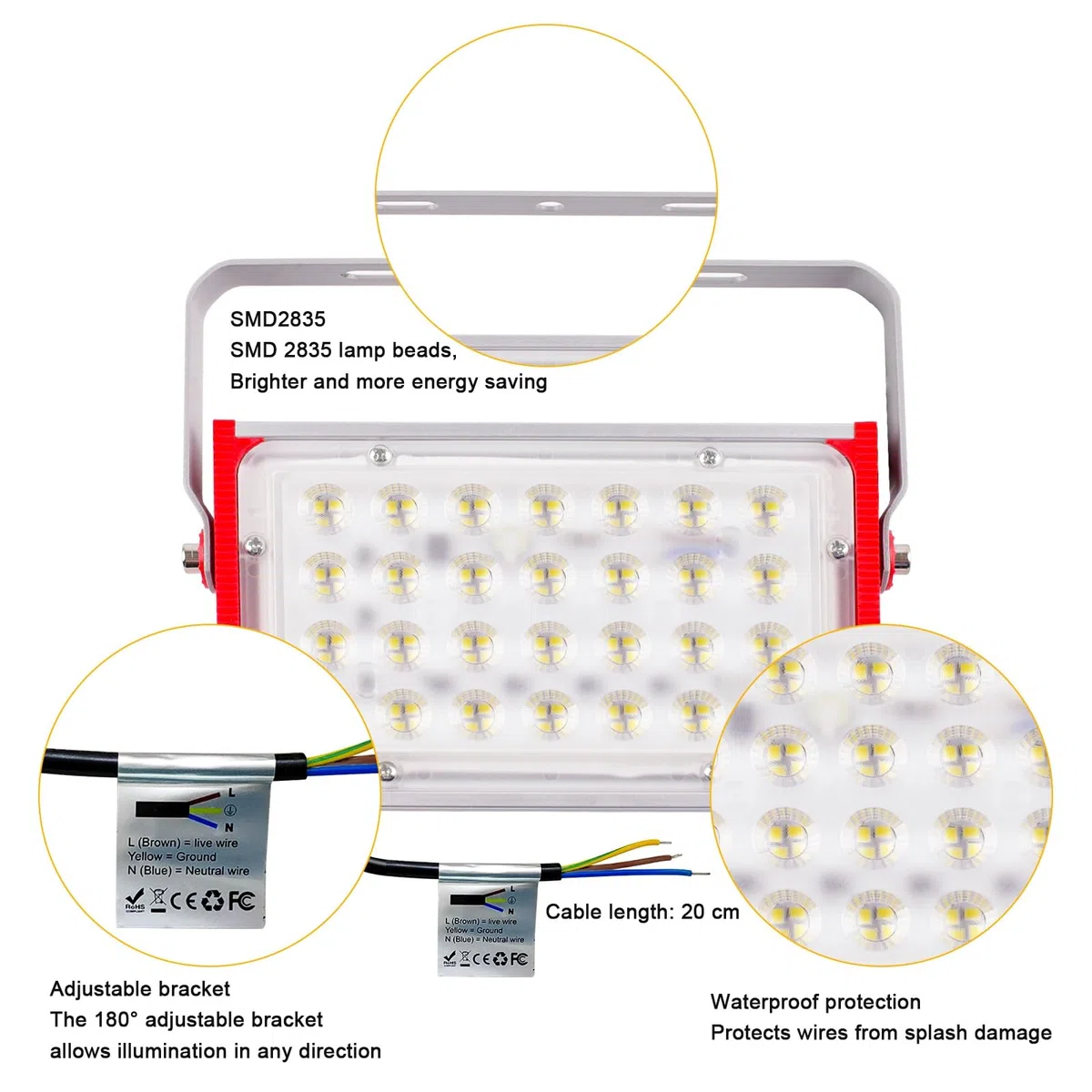 CREATESTAR Faretto Led da Esterno 10000LM 100W, Faretti Led Esterni 6500K luce bianca fredda, 1 Pezzi IP66 Impermeabile Faro Esterno per magazzino giardino garage campo sportivo cortile