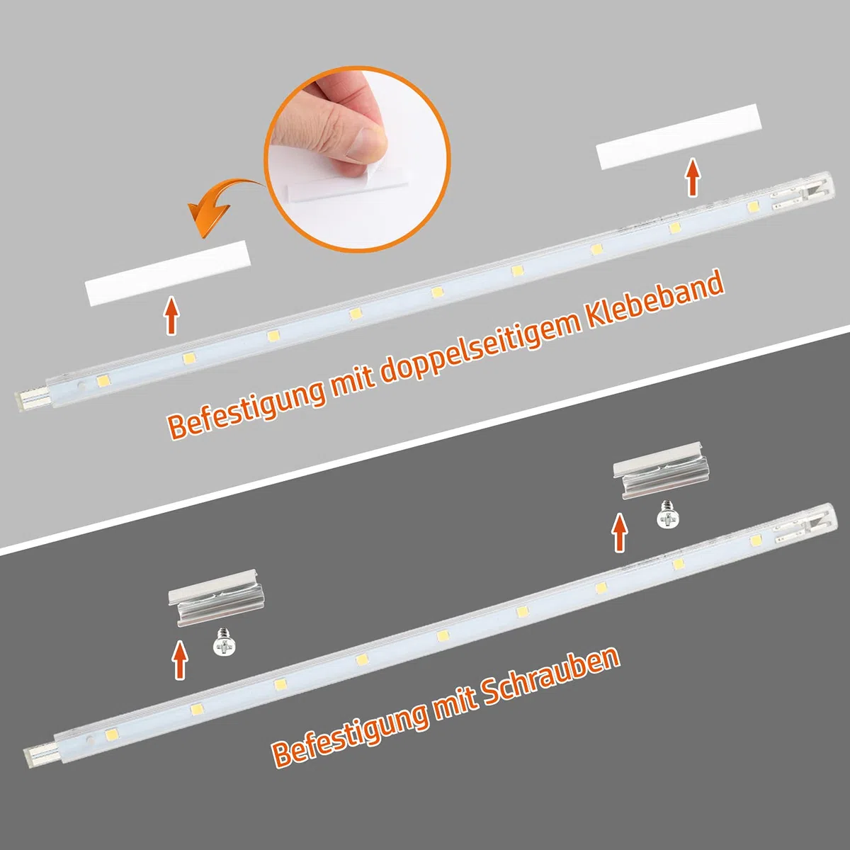 Lampada da incasso LED con interruttore 8,5 W 760 lm 4000 K bianco neutro, barra luminosa per cucina, illuminazione per vetrine e armadi, con 6 x 26 cm di strisce per cucina e armadio, espandibile
