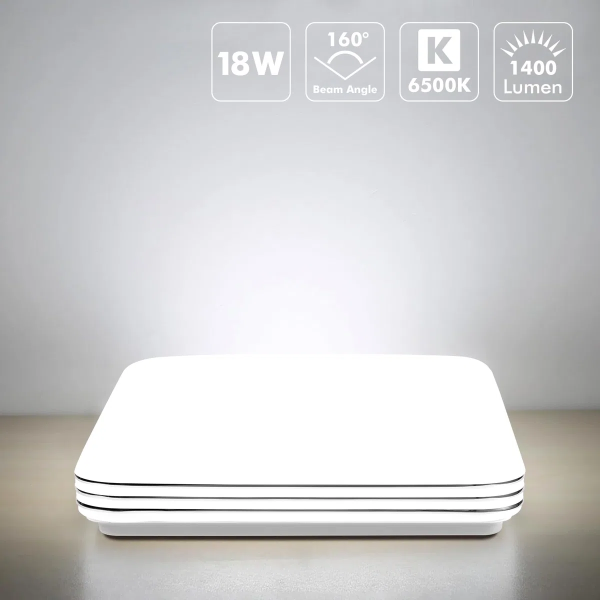 Plafoniera a LED con finiture argentate, 18W, 6500K, per corridoio, camera da letto, cucina, bagno, balcone e cantina. Ultrasottile e moderna, 21.7 cm.