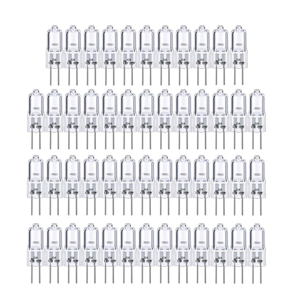 ANDERK 50 pack Lampadina Alogene 12 V G4 base bi-pin, Bianco caldo, 20 W T3 Jcd lampada