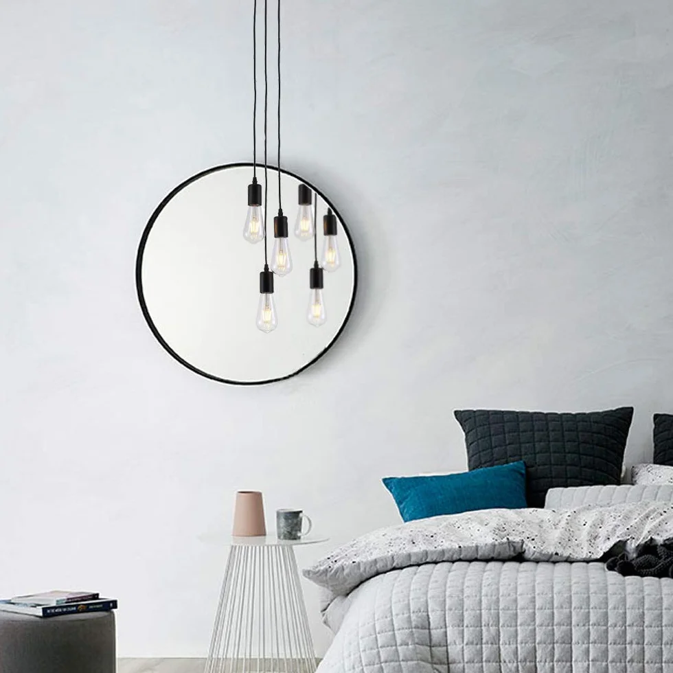 iDEGU Lampadario a Sospensione, Retrò Industriale Lampada da Soffitto con 3 Bracci a Stile Ragno Creativo DIY Lampada a Sospensione Vintage con Attacco E27 per Soggiorno Camera da Letto, 150CM, Nero