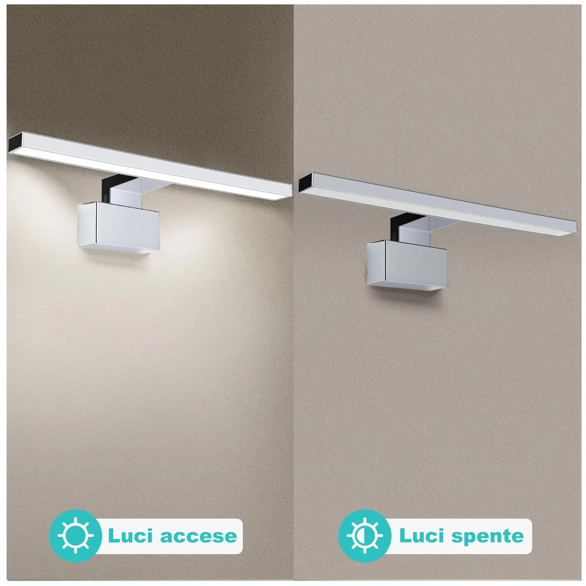 Lampada LED per specchio da, 8W 45 cm 230 V Luce neutra 4000K, Lampada da bagno moderna per luce da trucco, Lampada da mobile Luce da parete per bagno. IP 44 Impermeabile alluminatura