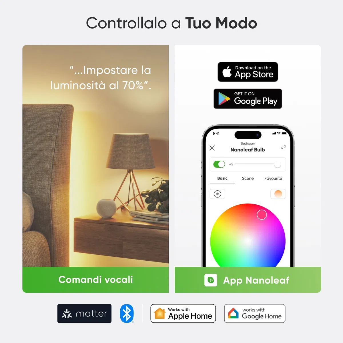 Nanoleaf Lampadine LED Smart E27, RGB WiFi, compatibili con Alexa/Google Home, 9W dimmerabili, 2700K-6500K, Matter e Bluetooth, Necesito un centro, telecomando incluso, confezione da 2