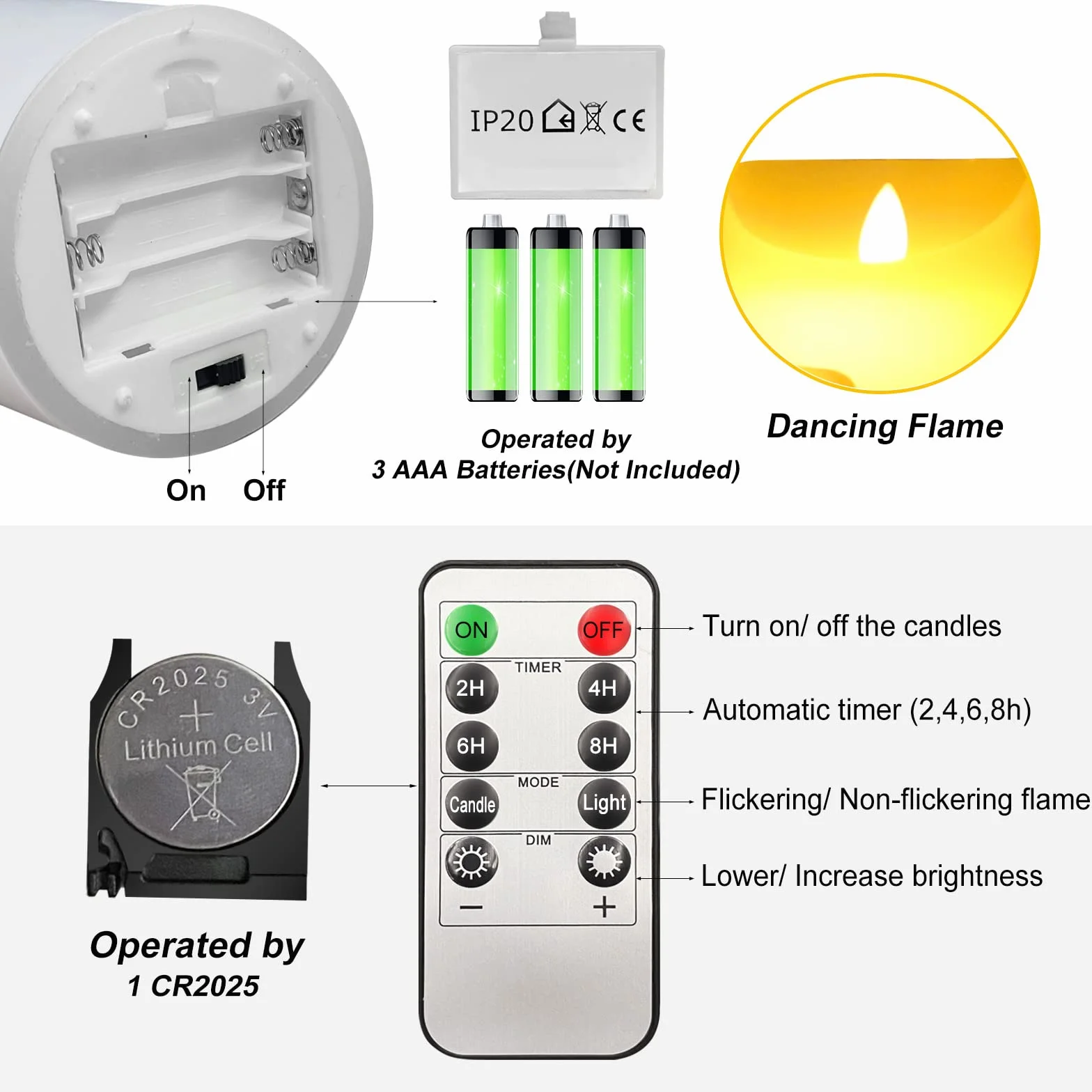 Candele LED finte fiamma oscillante set 3 (10cm, 12.5cm, 15cm), natale decorazioni, lanterne natalizie da interno, bianco caldo