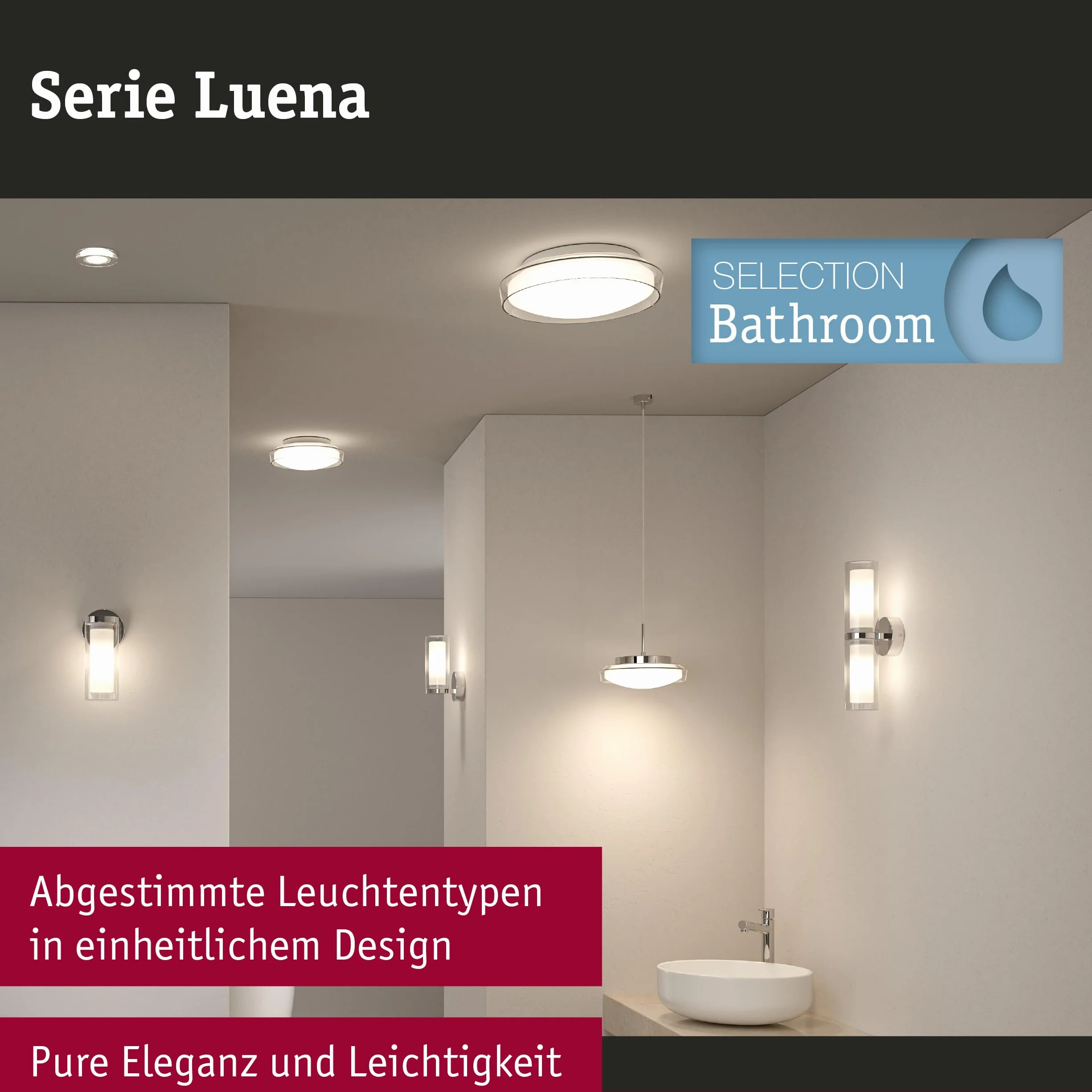 Paulmann 71079 Apparecchio da incasso Selection Bathroom Luena IP65 GU10 230 V max 35W dimmerabile bianco, faretto da incasso, luce da bagno