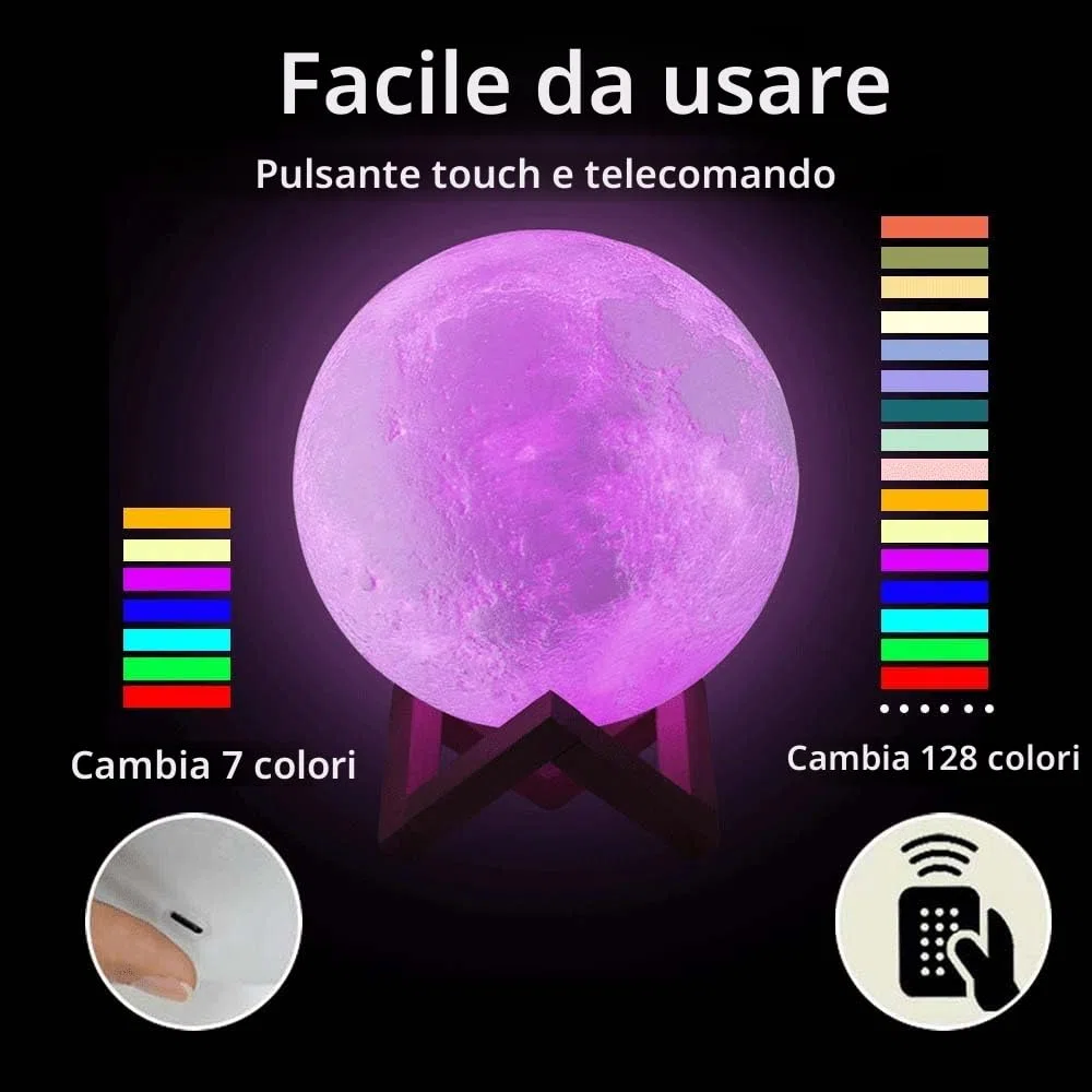 ACED Lampada luna 3D 2024 Aggiornamento 16 colori con Remote/Controllo touch regali per ragazze ragazzi Donne Ragazza Diametro 15 cm