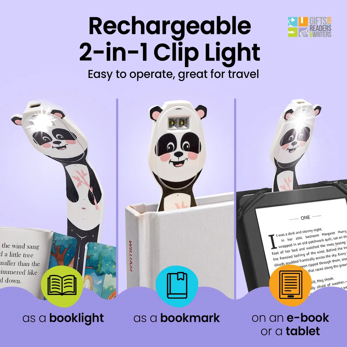 Flexilight Luce da Lettura Ricaricabile | Segnalibro 2 in 1 Luce per Libro | Lampada LED a clip da Lettura | Pila per Leggere a Letto per Bambini e Adulti | Accessori per Libri | Idea Regalo Lettori