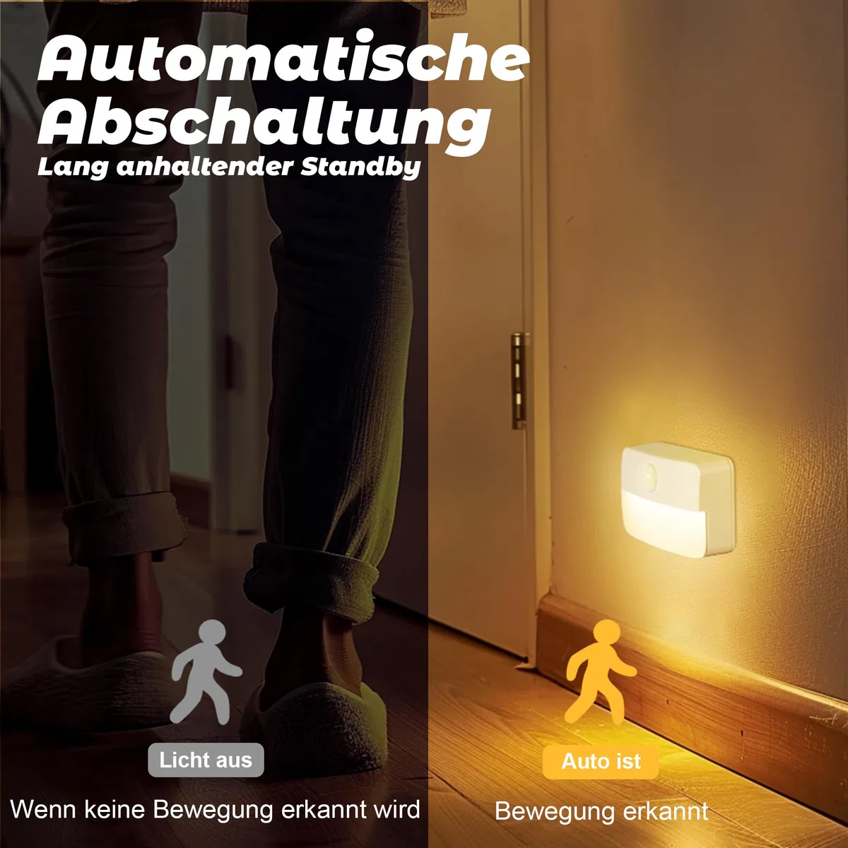 8 pezzi di illuminazione a LED per scale con sensore di movimento - Luce notturna interna, luce per scale con sensore di movimento a batteria, piccola lampada per illuminazione delle scale con