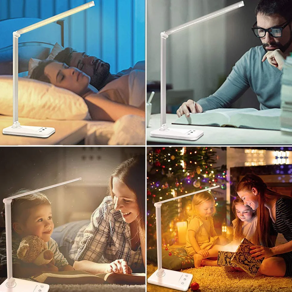oxylops Lampada da Scrivania LED Protezione Degli Occhi, lampada Touch Control Pieghevole per cameretta,ufficio, con porta di ricarica USB, 10 livelli di luminosità 5 modalità di illuminazione (T13)
