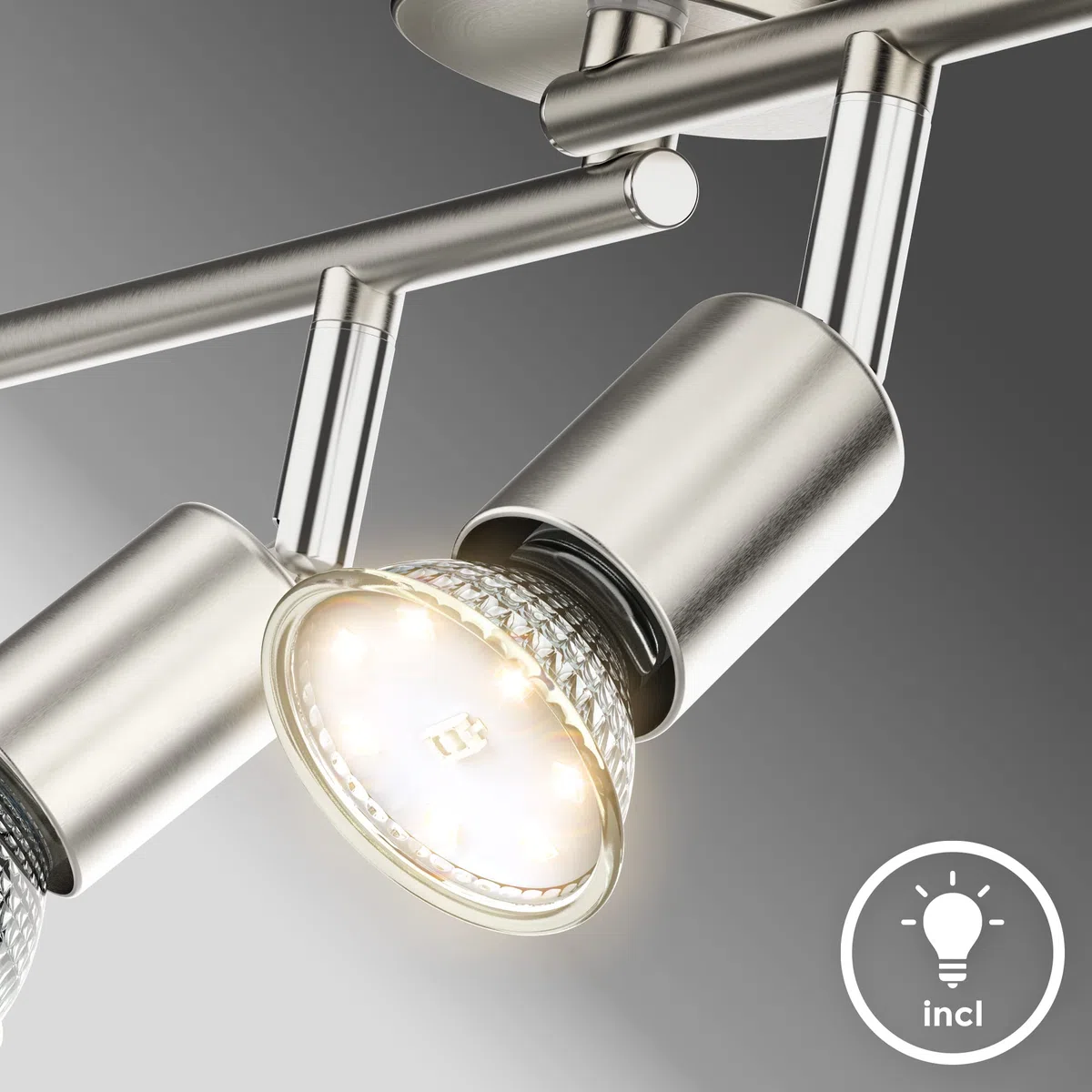 B.K.Licht Plafoniera LED Soffitto moderna, 605x105 mm, 5W 400Lm, Faretti da soffitto, Lampadario Cucina, luce bianca 3000K, Lampadario Soggiorno, cucina, bagno, camera da letto, nichel