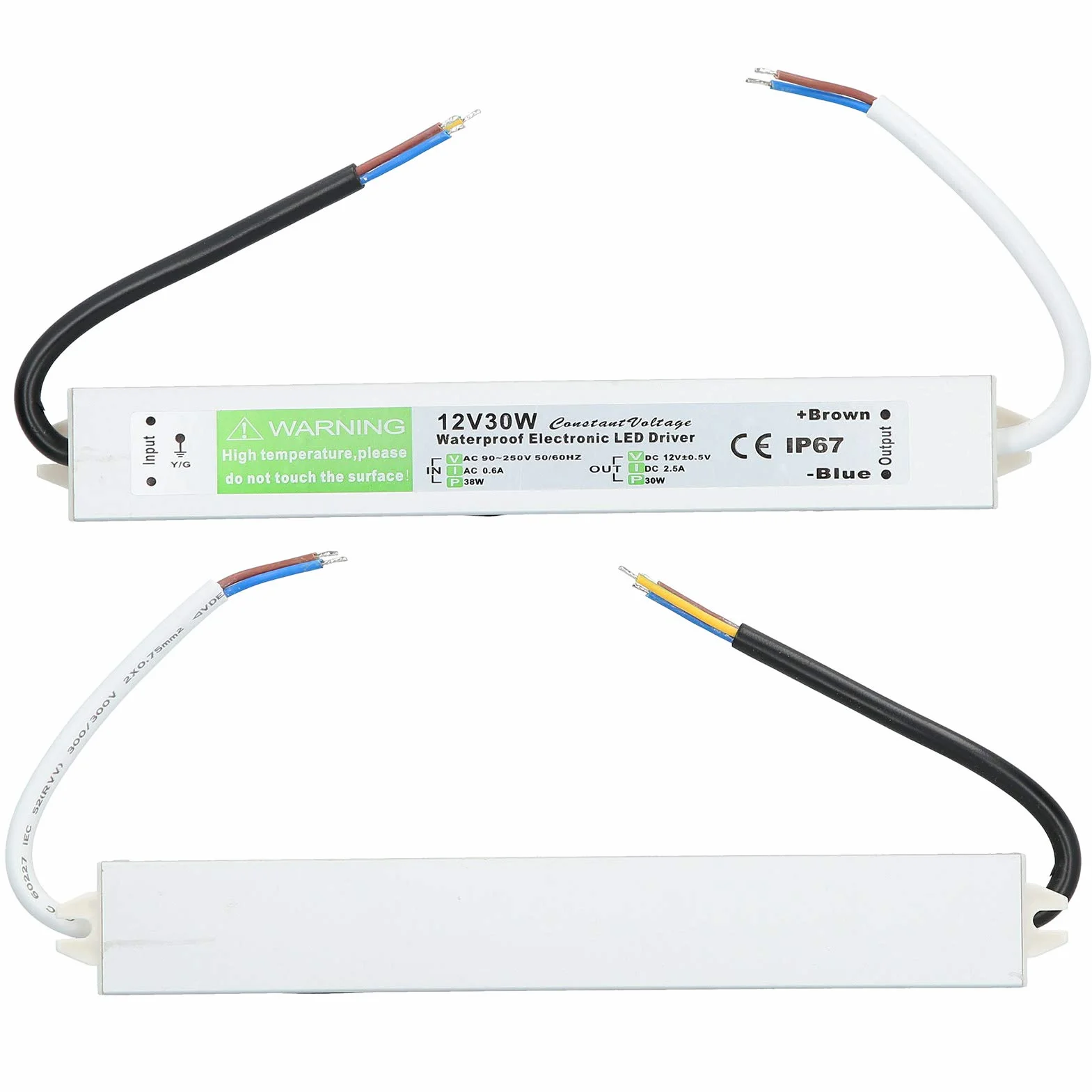 Trasformatore driver LED 30W, alimentatore switching impermeabile 12V/24V CC IP67, più sottile e durevole, eccellente isolamento, elevata rigidità dielettrica(DC12V)