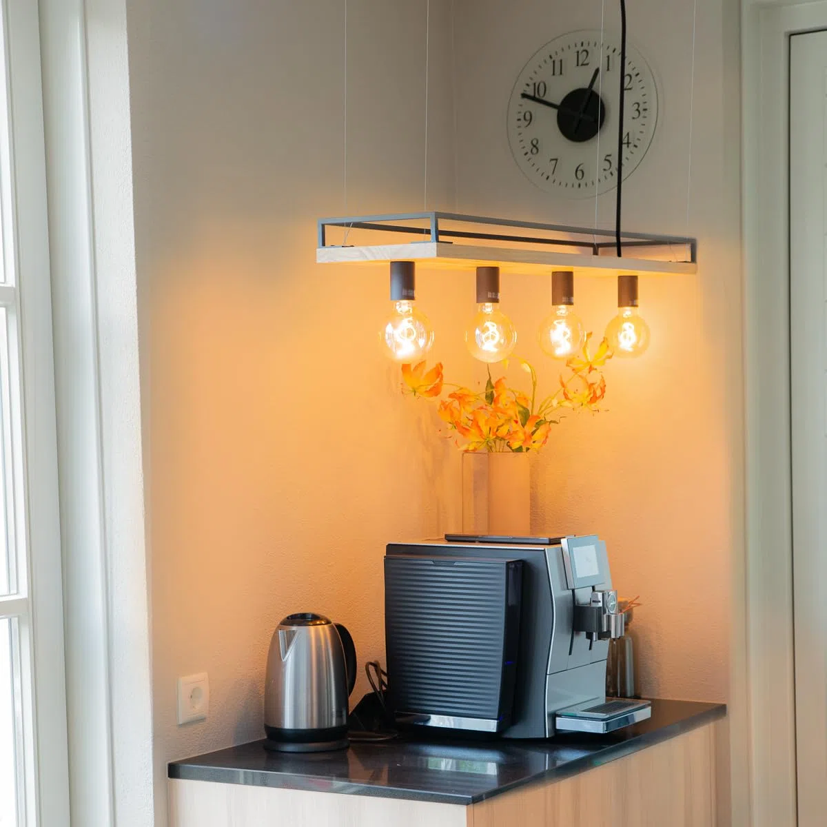 Qazqa shelf - Lampada a sospensione tavolo soggiorno Industriale - 4 luce - L 100 cm - Nero - Industriale - Soggiorno